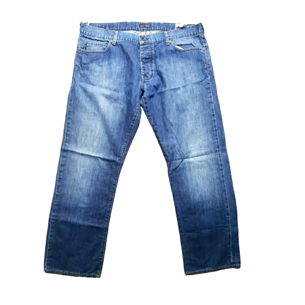 Armani Jeans Indigo Series 008 Mens Blue Button Fly Regular Jeans Size 36x32